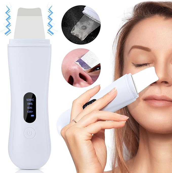 Épurateur de peau à ultrasons-grattoir rechargeable étanche à 4 modes, spatule faciale pour nettoyage en profondeur, dissolvant de et de peaux mortes, masseur à microcourant EMS, matériel